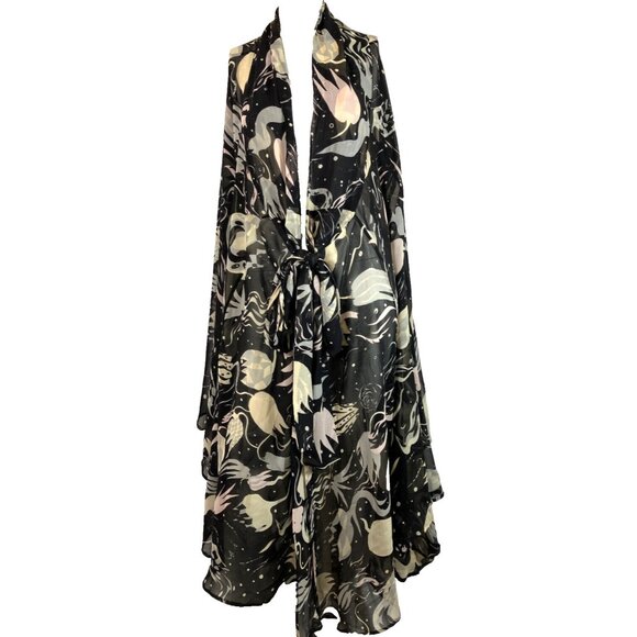 RARE Georgina von Etzdorf Silk Chiffon Abstract Florla 2 Way Skirt or Cape Scarf - Picture 2 of 8